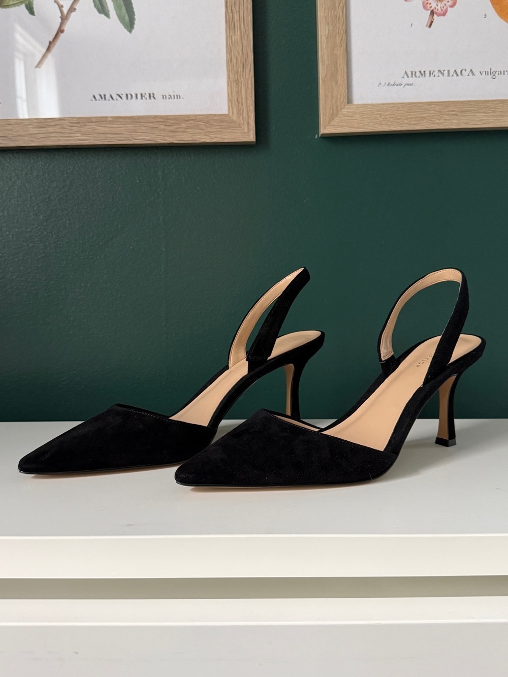 Ann Taylor Kerry Suede Slingback Pumps in Black Suede